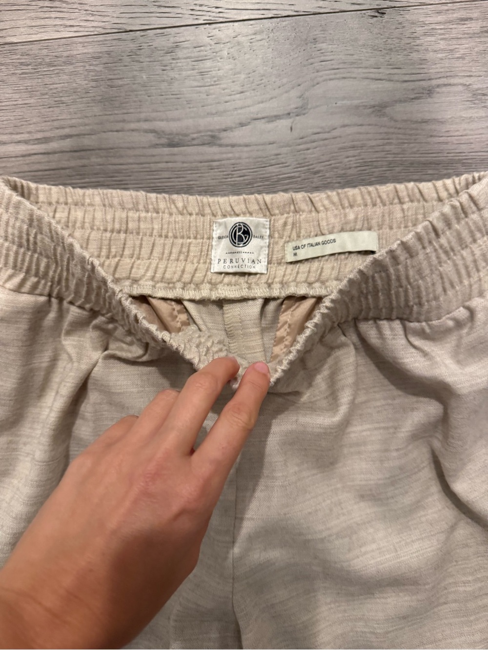 Peruvian Connection x Glenda Bailey Women's Beige Elastic-Waist Jogger Pants - Picture 4 of 5